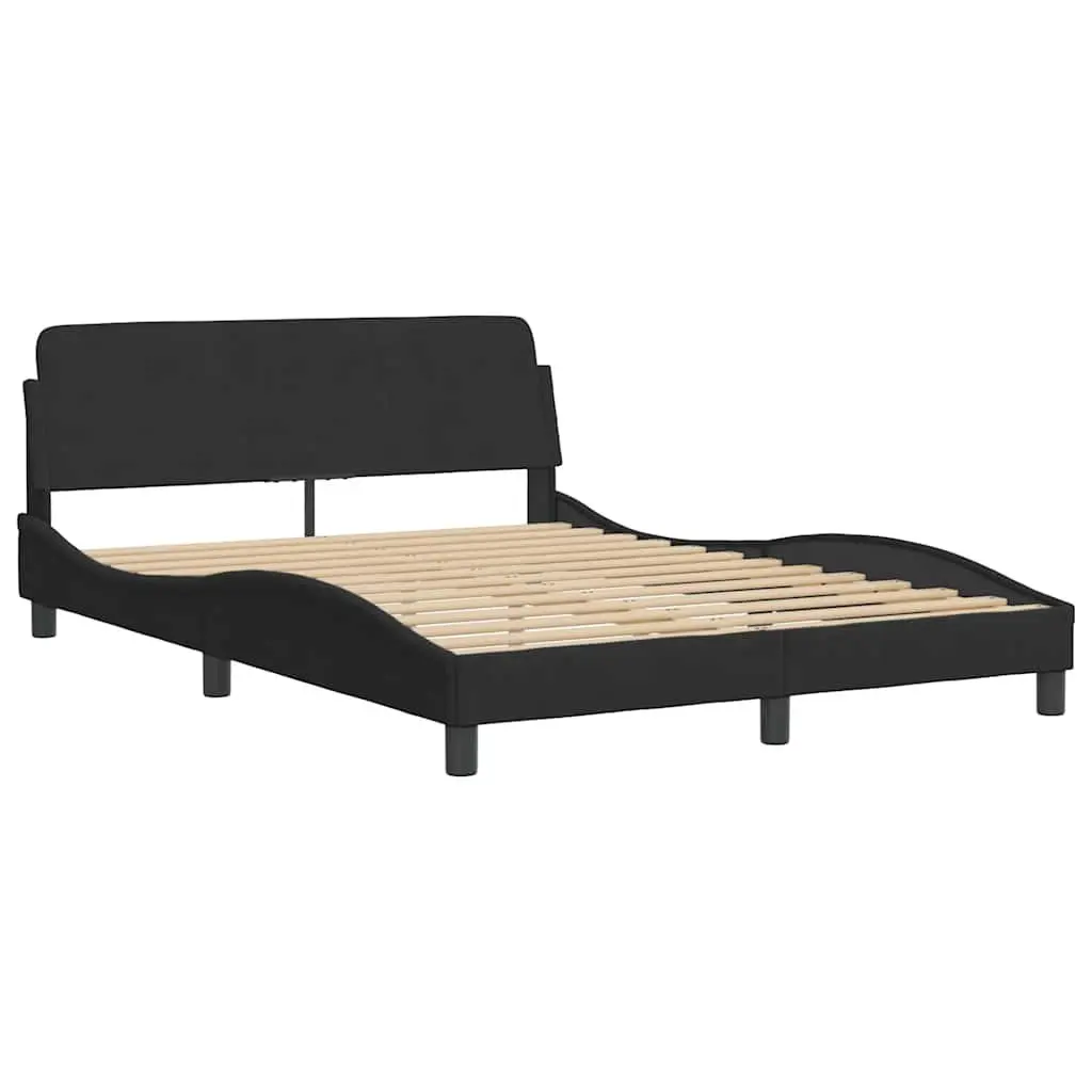 Velvet Upholstered Black Double Bed Frame 137x190 cm