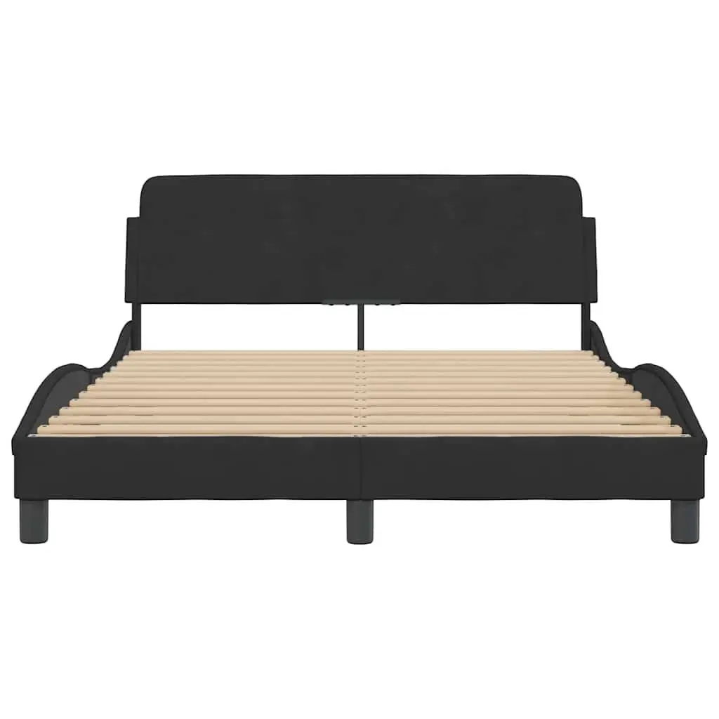 Velvet Upholstered Black Double Bed Frame 137x190 cm