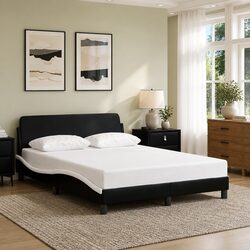 Stylish Double Bed Frame with Headboard in Black and White