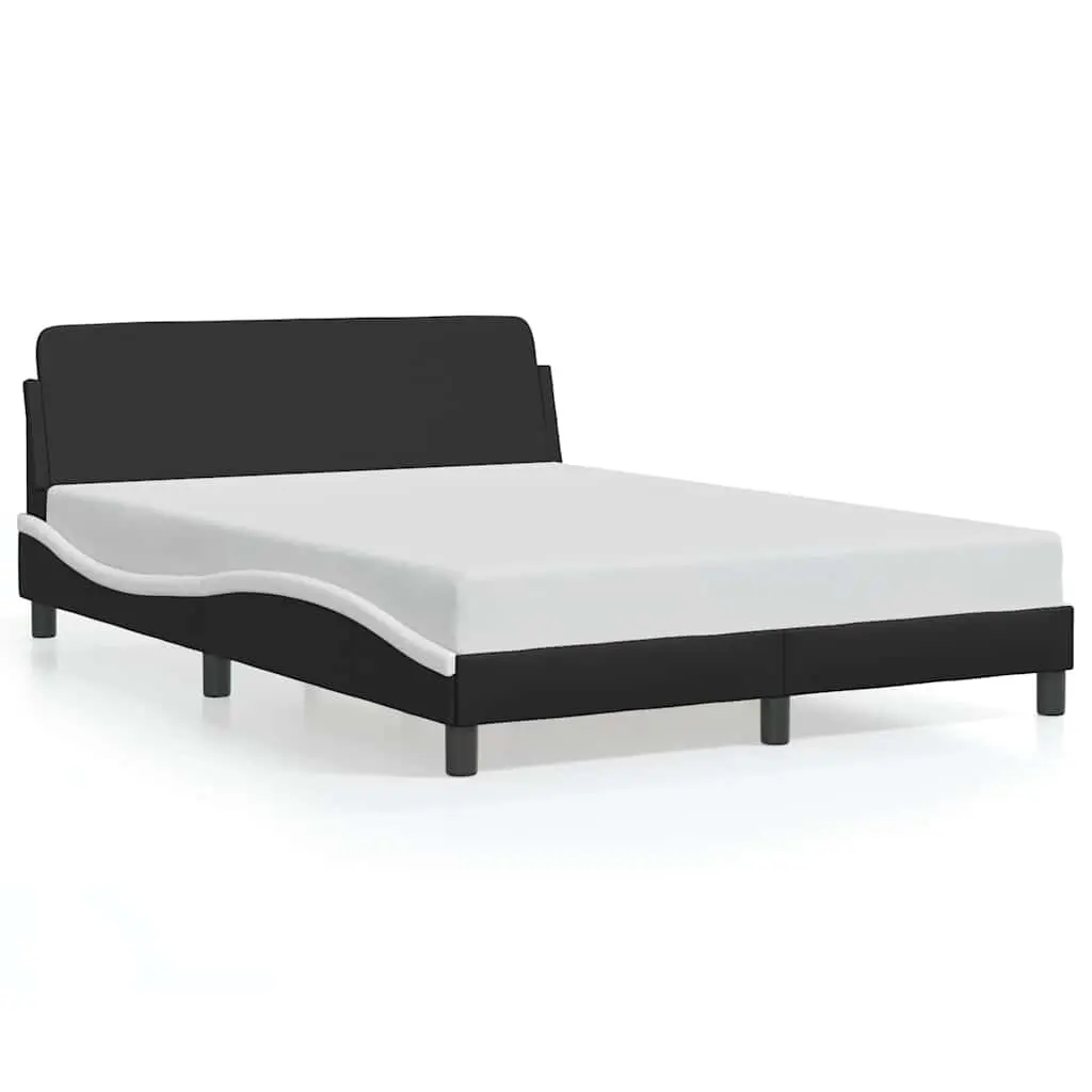 Double Bed Frame with Headboard in Black and White