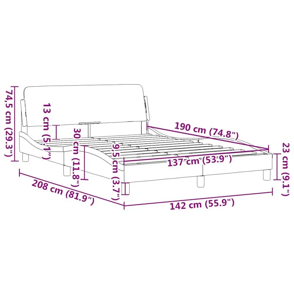 Double Bed Frame with Headboard in Black and White