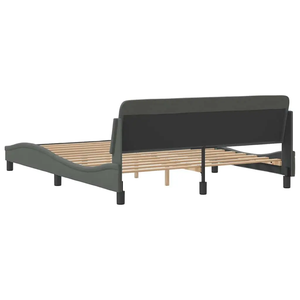 Dark Grey Fabric Queen Bed Frame with Headboard 152x203 cm
