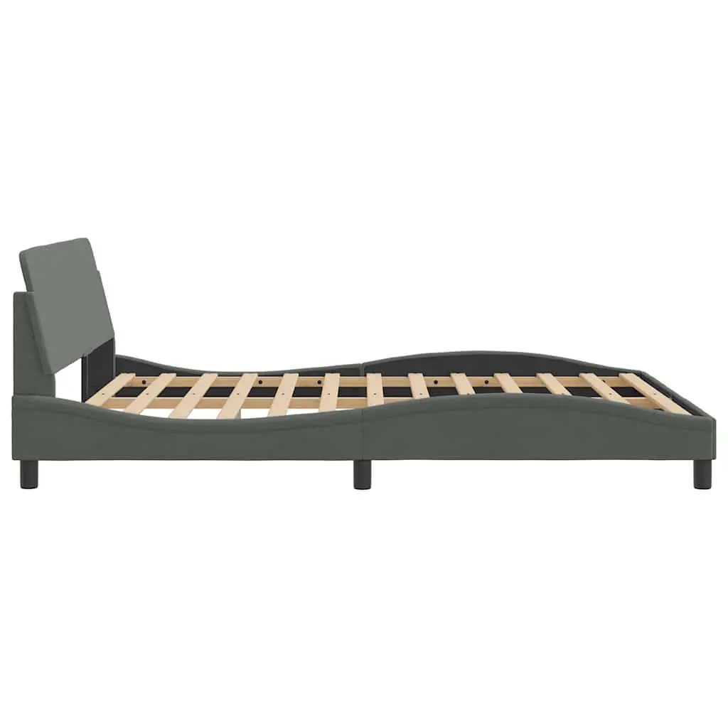 Dark Grey Fabric Queen Bed Frame with Headboard 152x203 cm