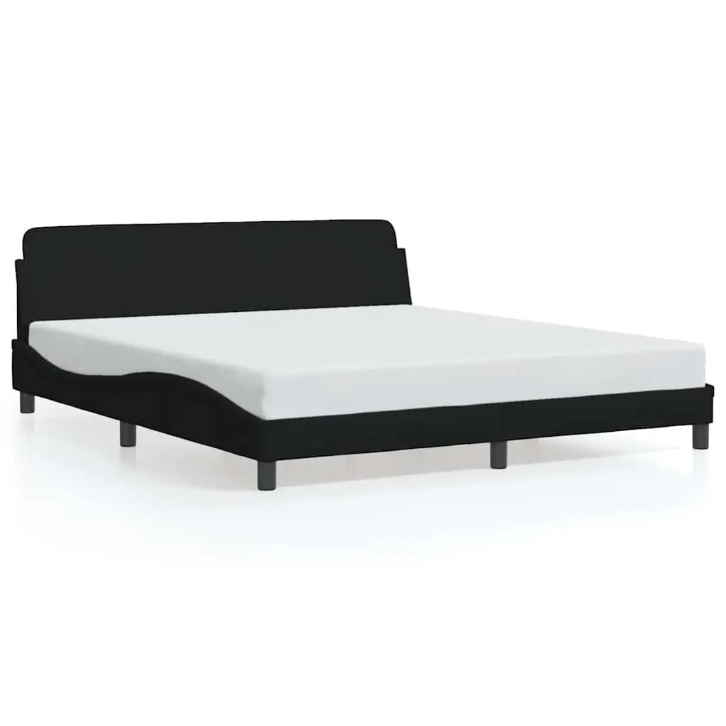 Queen Bed Frame with Black Fabric Headboard