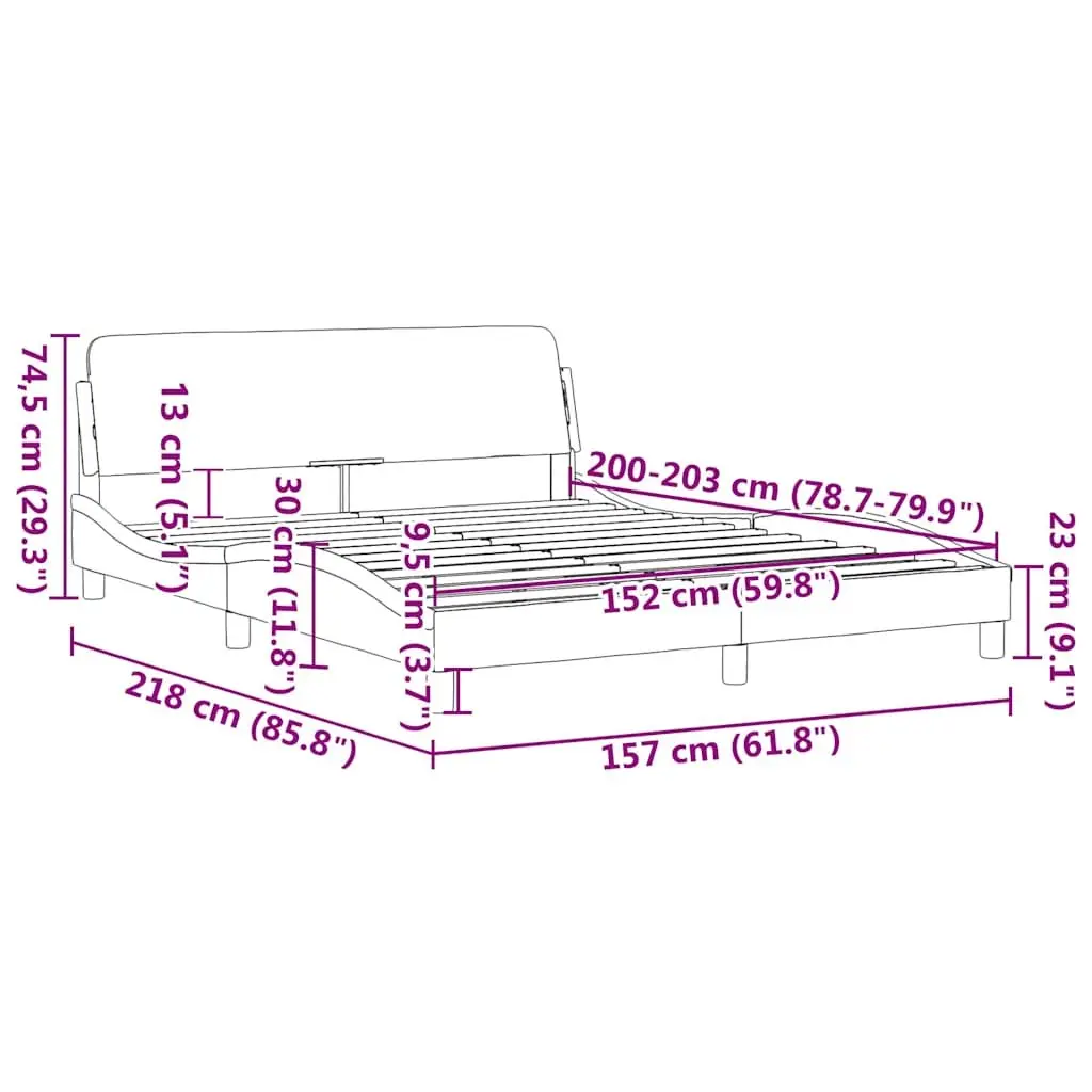 Queen Bed Frame with Black Fabric Headboard