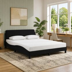 Black Velvet Queen Bed Frame with Elegant Headboard