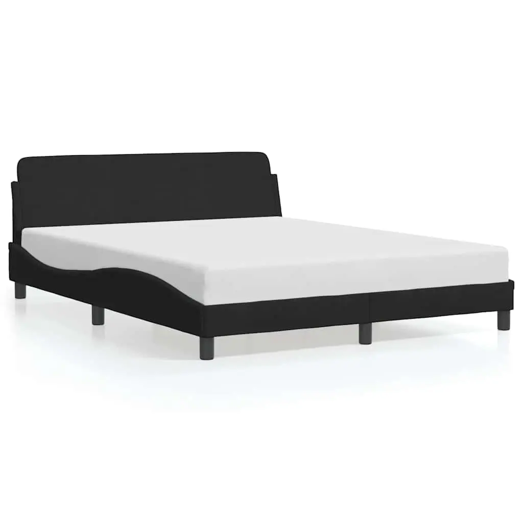 Queen Bed Frame Black Velvet Headboard 152x203cm Bedroom Furniture Slats