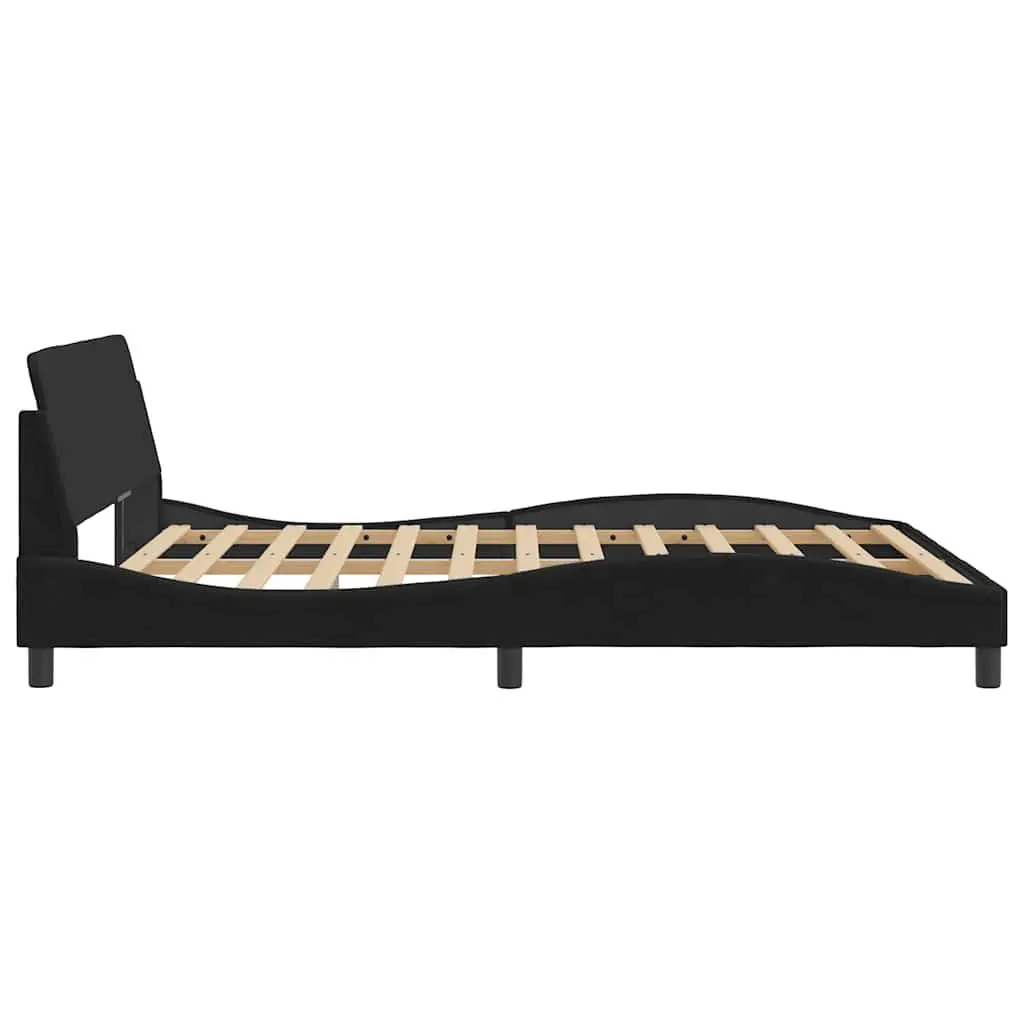 Queen Bed Frame Black Velvet Headboard 152x203cm Bedroom Furniture Slats
