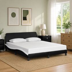 Black Faux Leather Queen Bed Frame with Headboard