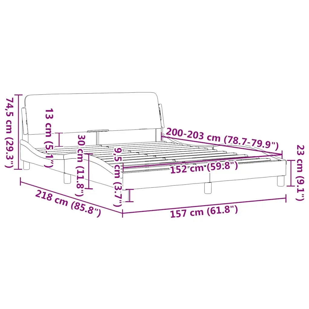 Queen Bed Frame Black Faux Leather 152x203cm Plywood Slats