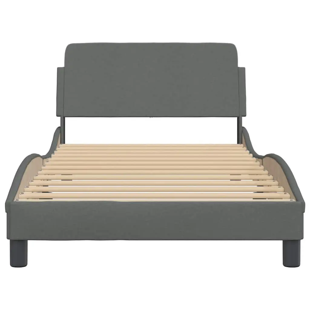 King Single Bed Frame with Dark Grey Headboard