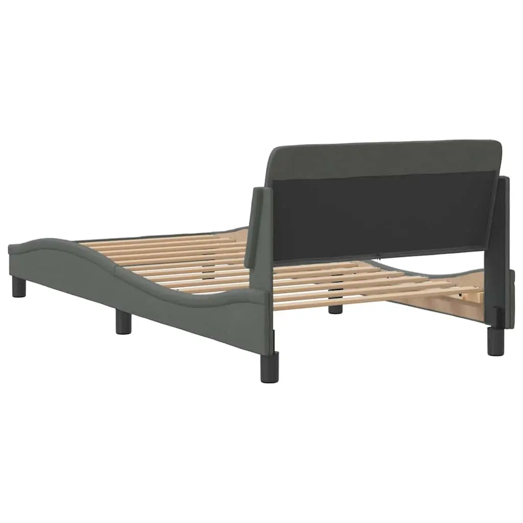 King Single Bed Frame with Dark Grey Headboard