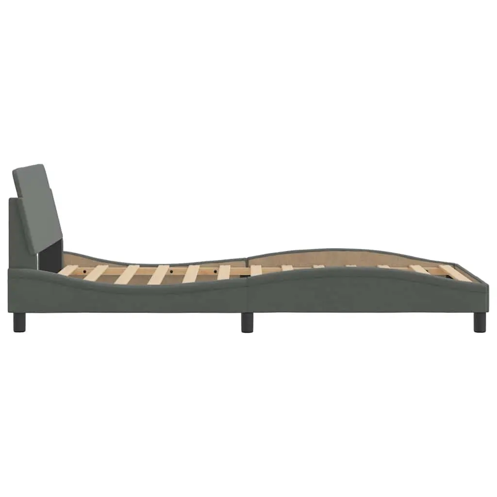 King Single Bed Frame with Dark Grey Headboard