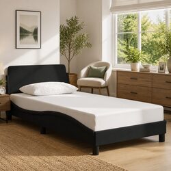 Stylish King Single Bed Frame with Headboard in Black