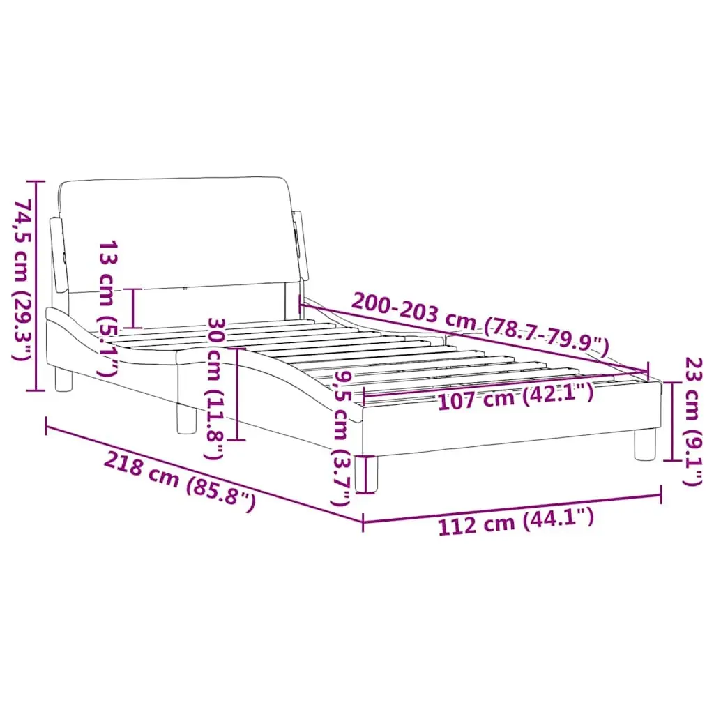 King Single Bed Frame with Headboard in Black