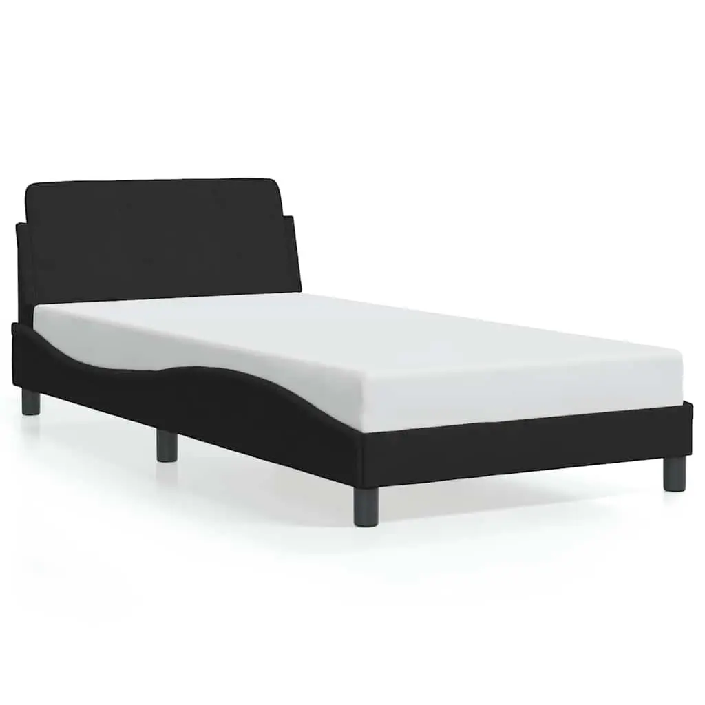 King Single Bed Frame with Black Velvet Headboard