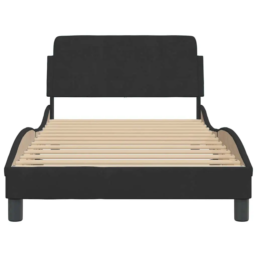 King Single Bed Frame with Black Velvet Headboard