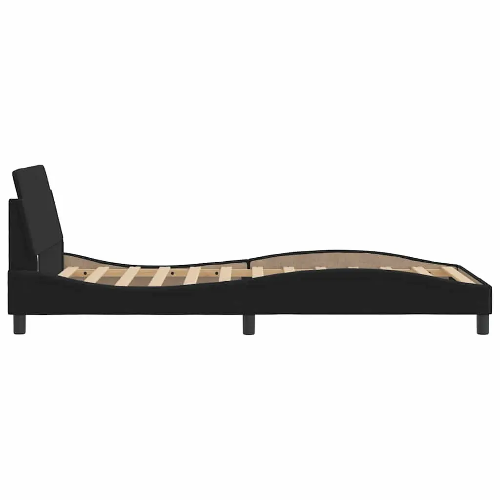King Single Bed Frame with Black Velvet Headboard