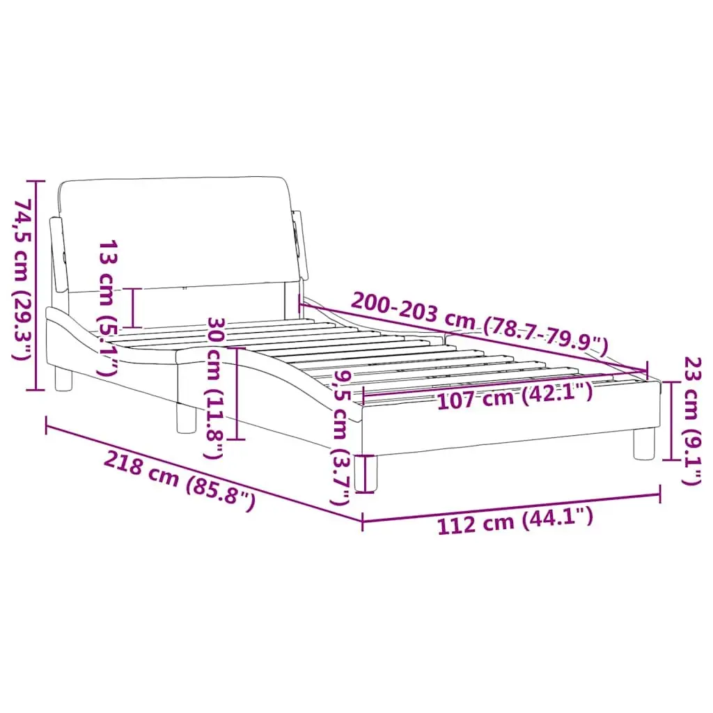 King Single Bed Frame with Black Velvet Headboard