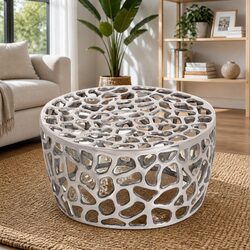 Brown Aluminium Coffee Table Ø55x31 cm for Living Rooms