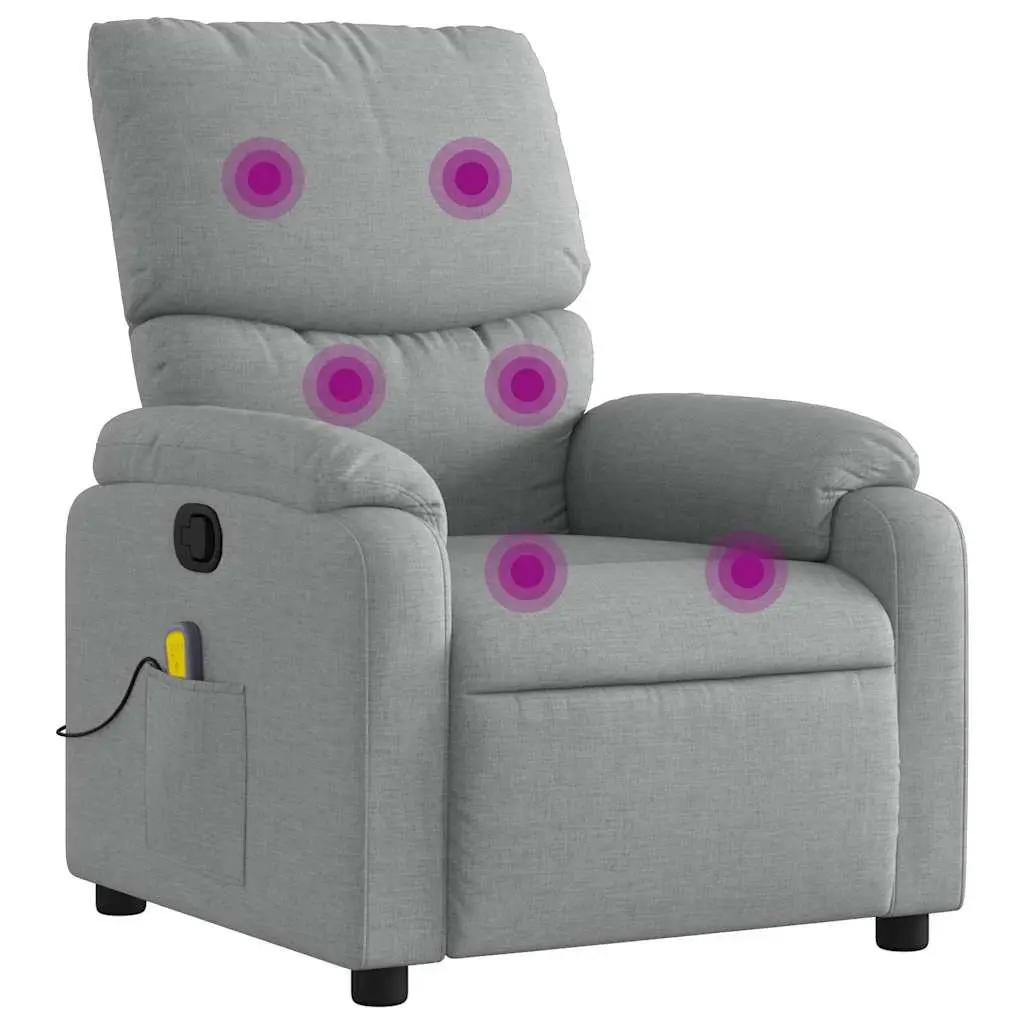 Massage Recliner Chair Manual Reclining Light Grey Fabric Armchair Vibration