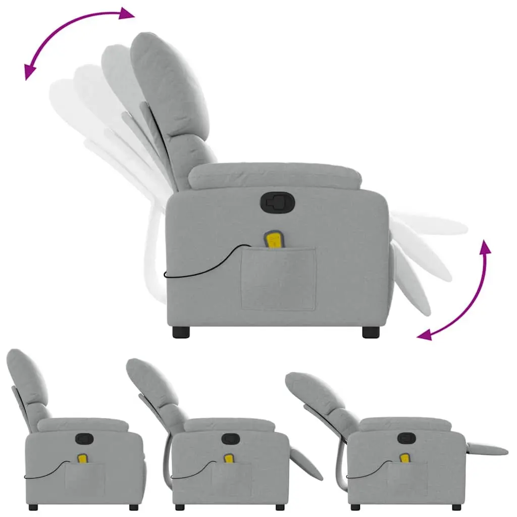 Massage Recliner Chair Manual Reclining Light Grey Fabric Armchair Vibration