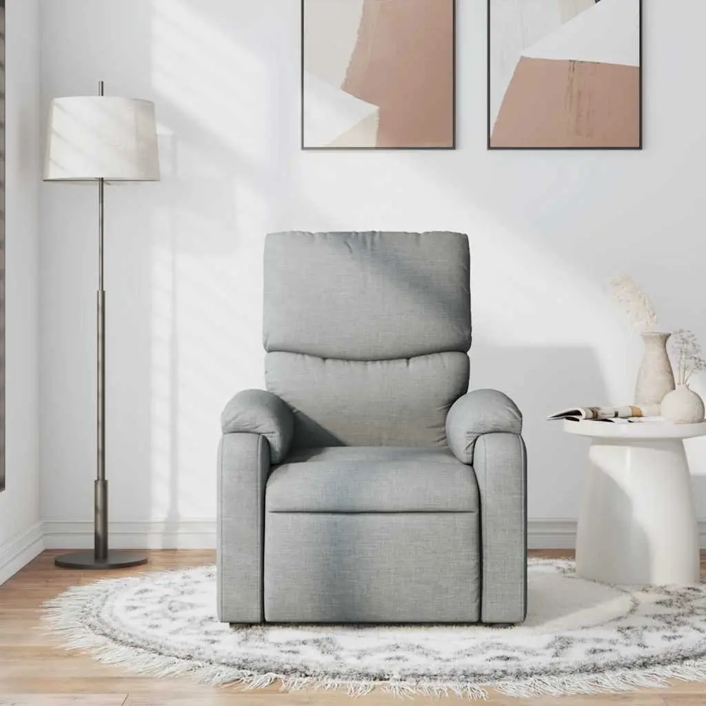 Massage Recliner Chair Manual Reclining Light Grey Fabric Armchair Vibration
