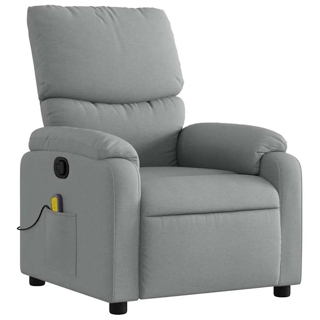 Massage Recliner Chair Manual Reclining Light Grey Fabric Armchair Vibration