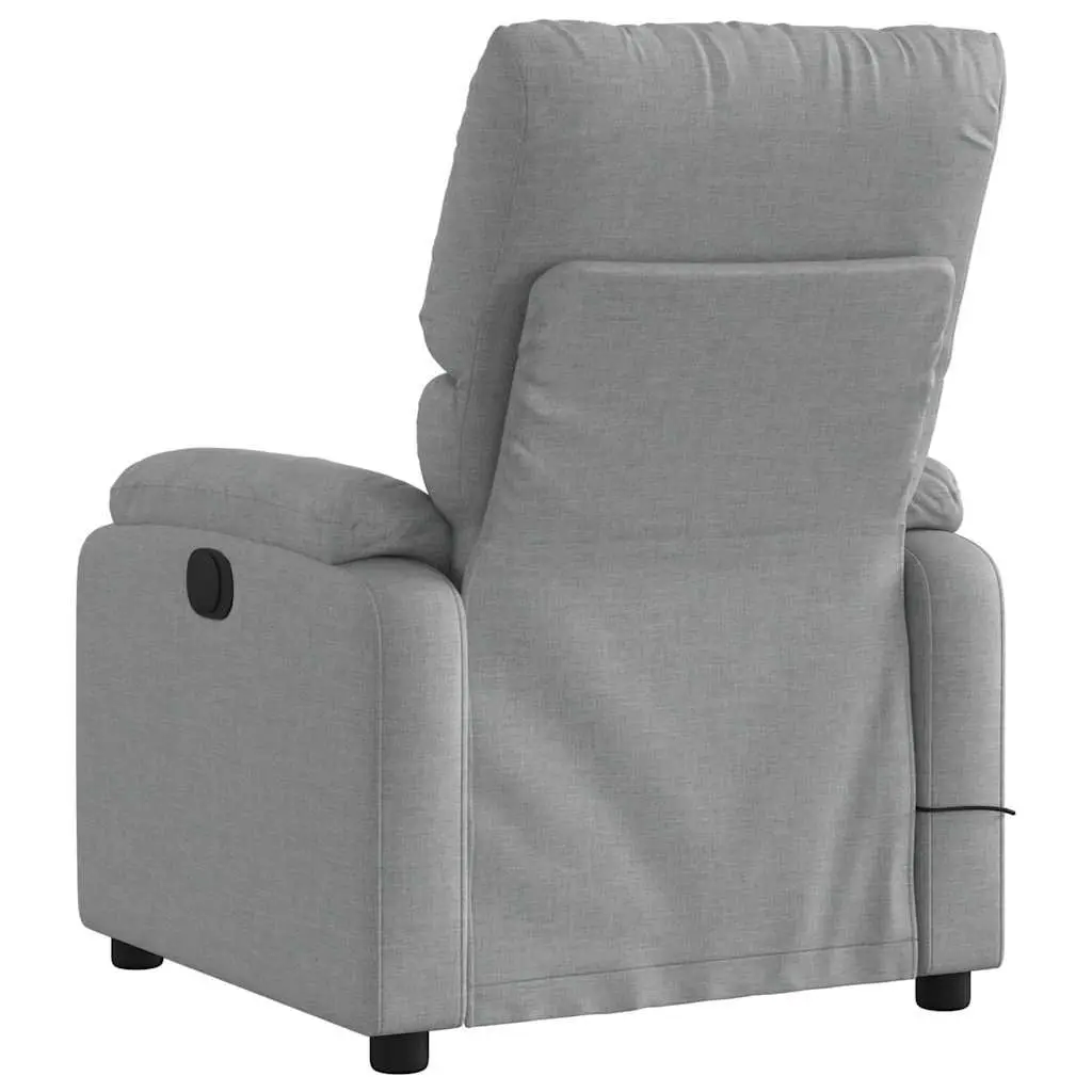 Massage Recliner Chair Manual Reclining Light Grey Fabric Armchair Vibration