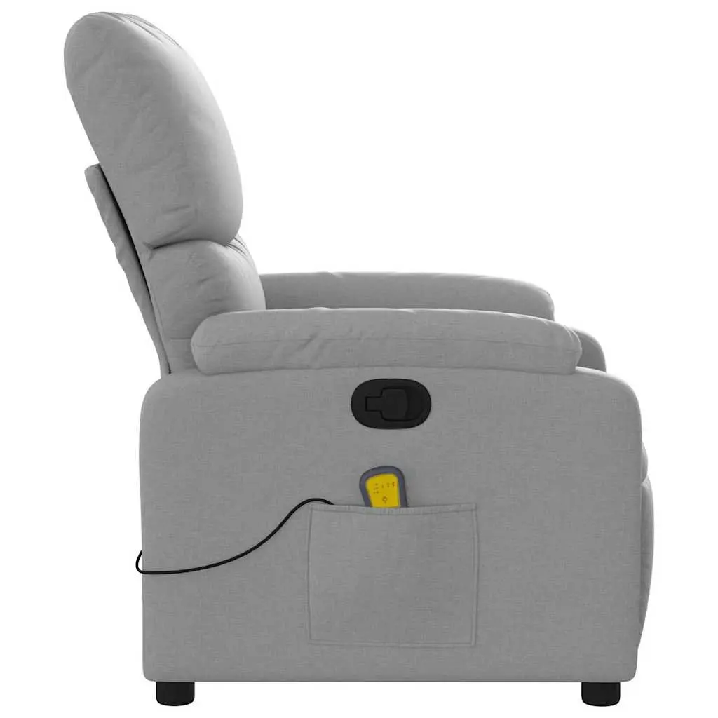Massage Recliner Chair Manual Reclining Light Grey Fabric Armchair Vibration