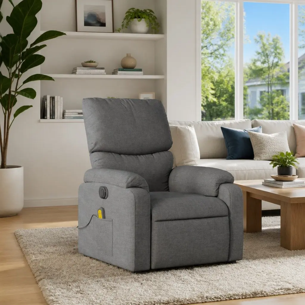 Dark Grey Fabric Massage Recliner Chair