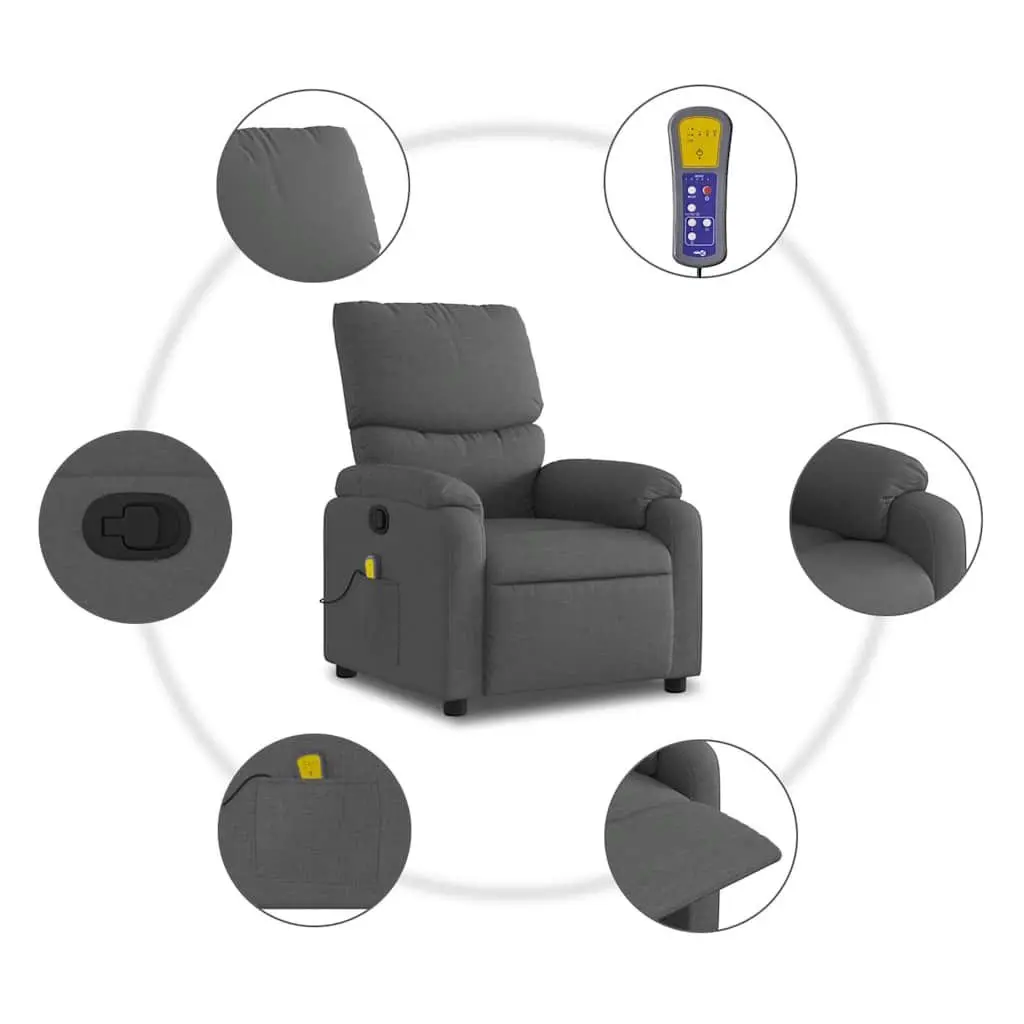 Dark Grey Fabric Massage Recliner Chair