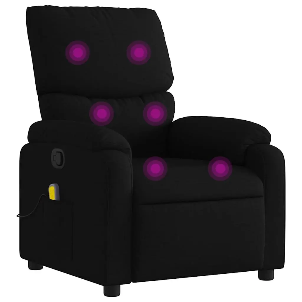 Massage Recliner Chair Black Fabric Manual Recline Vibration 6 Points Armchair