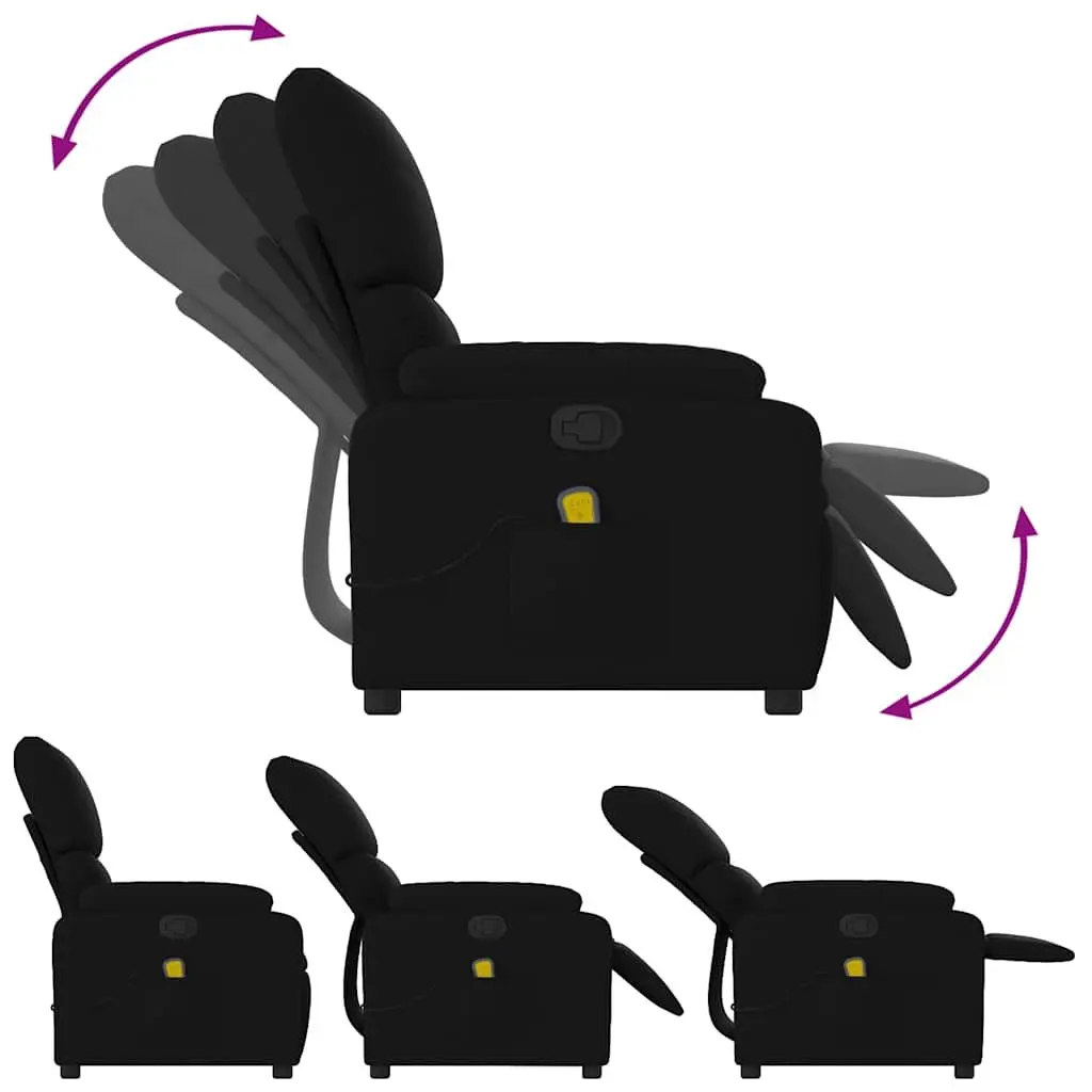 Massage Recliner Chair Black Fabric Manual Recline Vibration 6 Points Armchair
