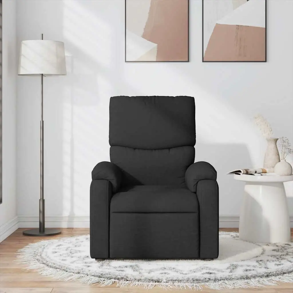 Massage Recliner Chair Black Fabric Manual Recline Vibration 6 Points Armchair
