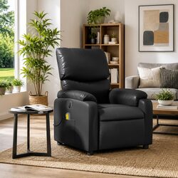 Black Faux Leather Manual Reclining Massage Chair