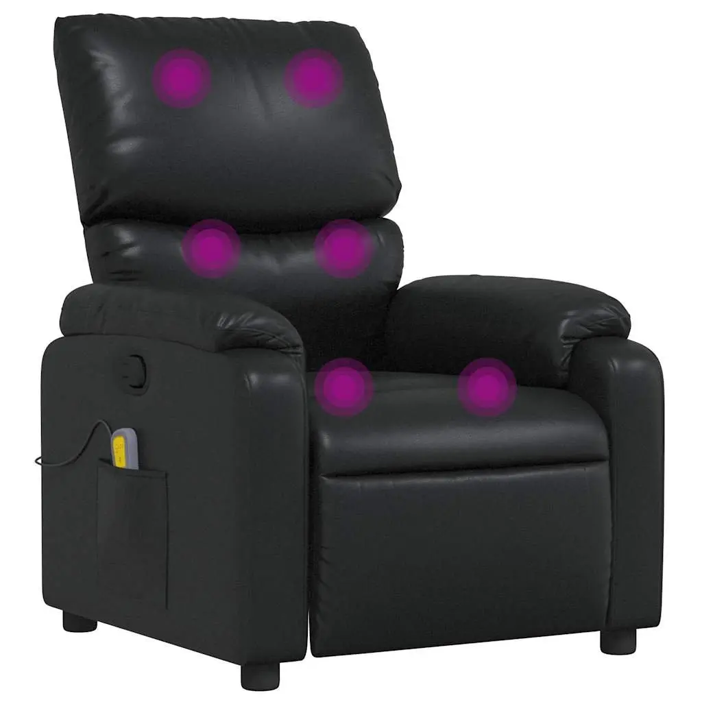 Black Faux Leather Manual Reclining Massage Chair