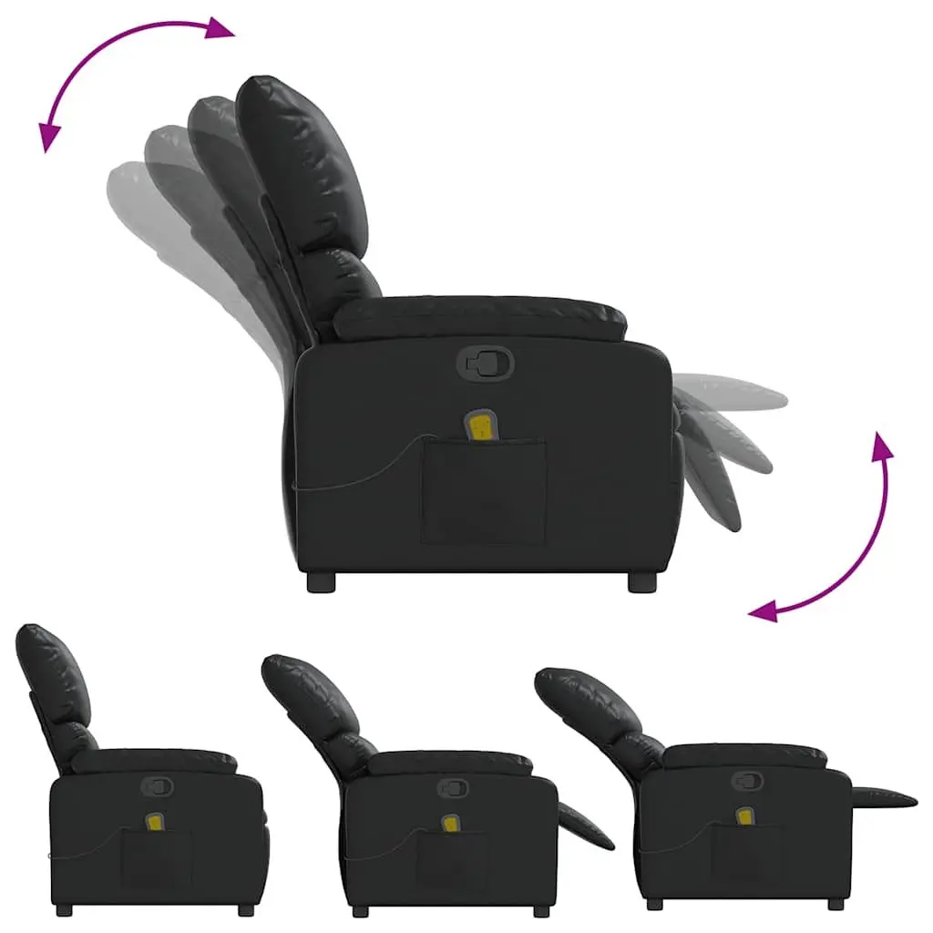 Black Faux Leather Manual Reclining Massage Chair