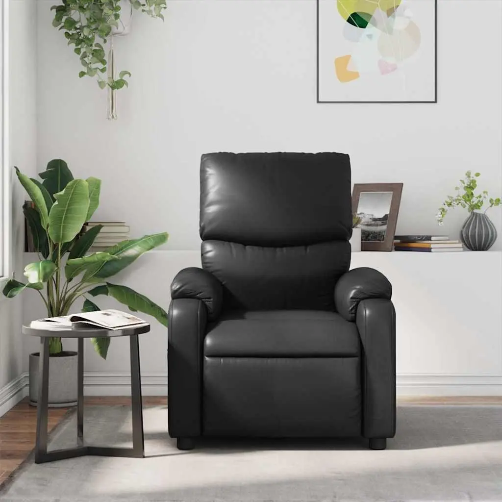 Black Faux Leather Manual Reclining Massage Chair