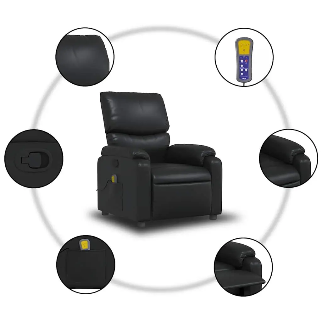 Black Faux Leather Manual Reclining Massage Chair