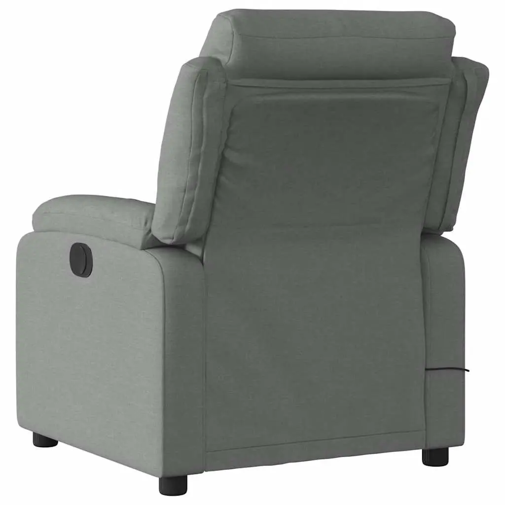 Massage Recliner Chair Grey Fabric Manual Reclining 135 Degrees Vibration 6 Points