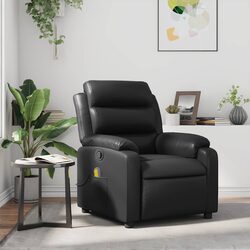Massage Recliner Chair Black Faux Leather Manual Reclining Armchair Vibration
