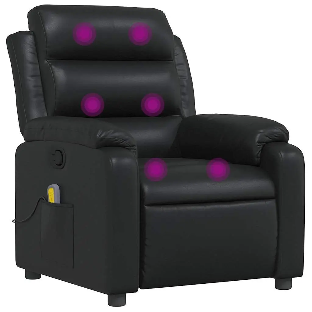Massage Recliner Chair Black Faux Leather Manual Reclining Armchair Vibration