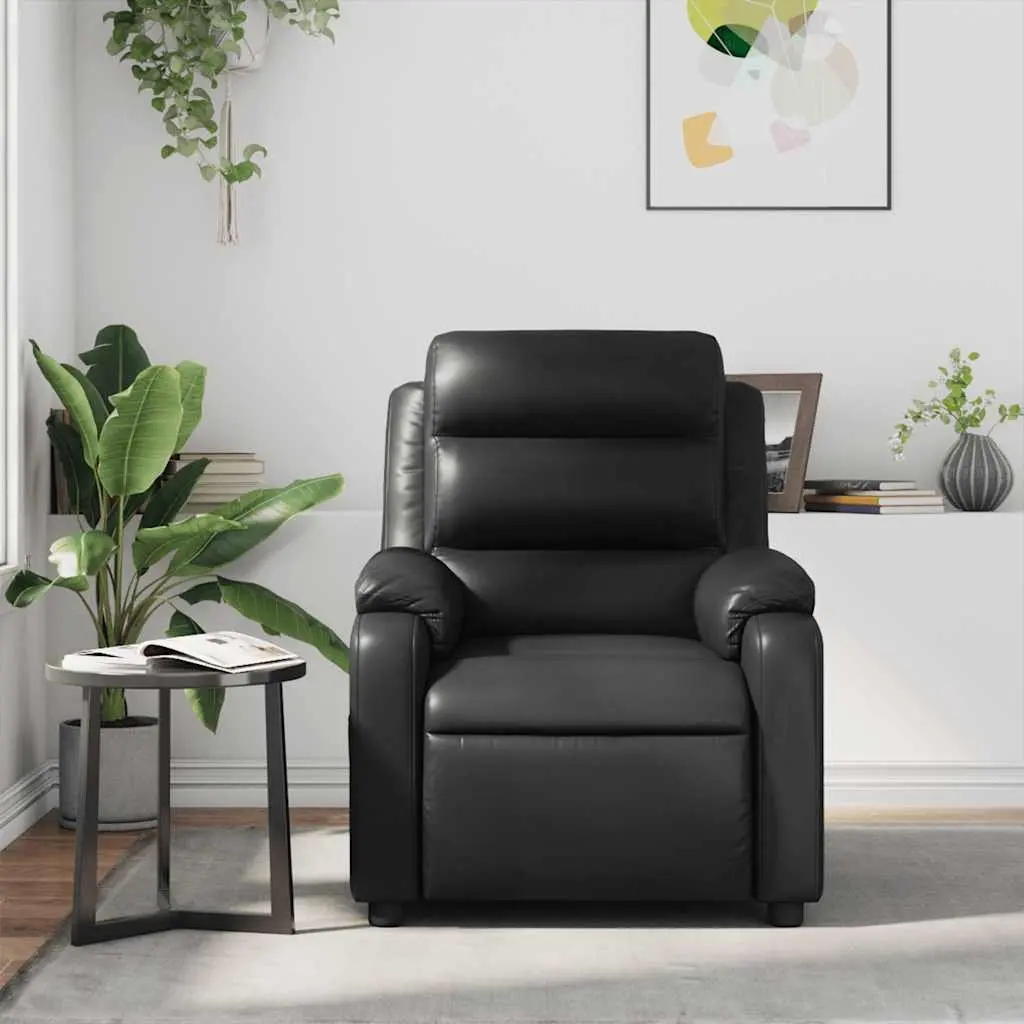 Massage Recliner Chair Black Faux Leather Manual Reclining Armchair Vibration