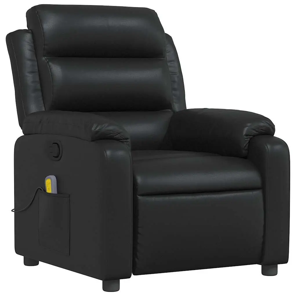 Massage Recliner Chair Black Faux Leather Manual Reclining Armchair Vibration