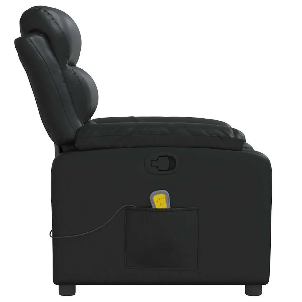 Massage Recliner Chair Black Faux Leather Manual Reclining Armchair Vibration