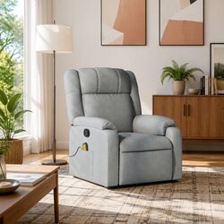 Light Grey Fabric Massage Recliner Chair with Manual Recline