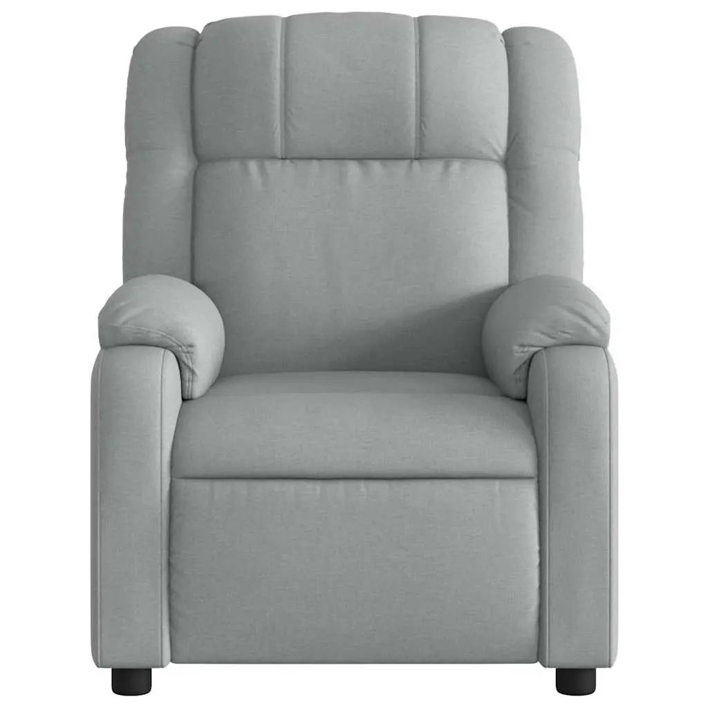 Recliner Chair Light Grey Fabric Manual Recline Vibration Massage Armchair