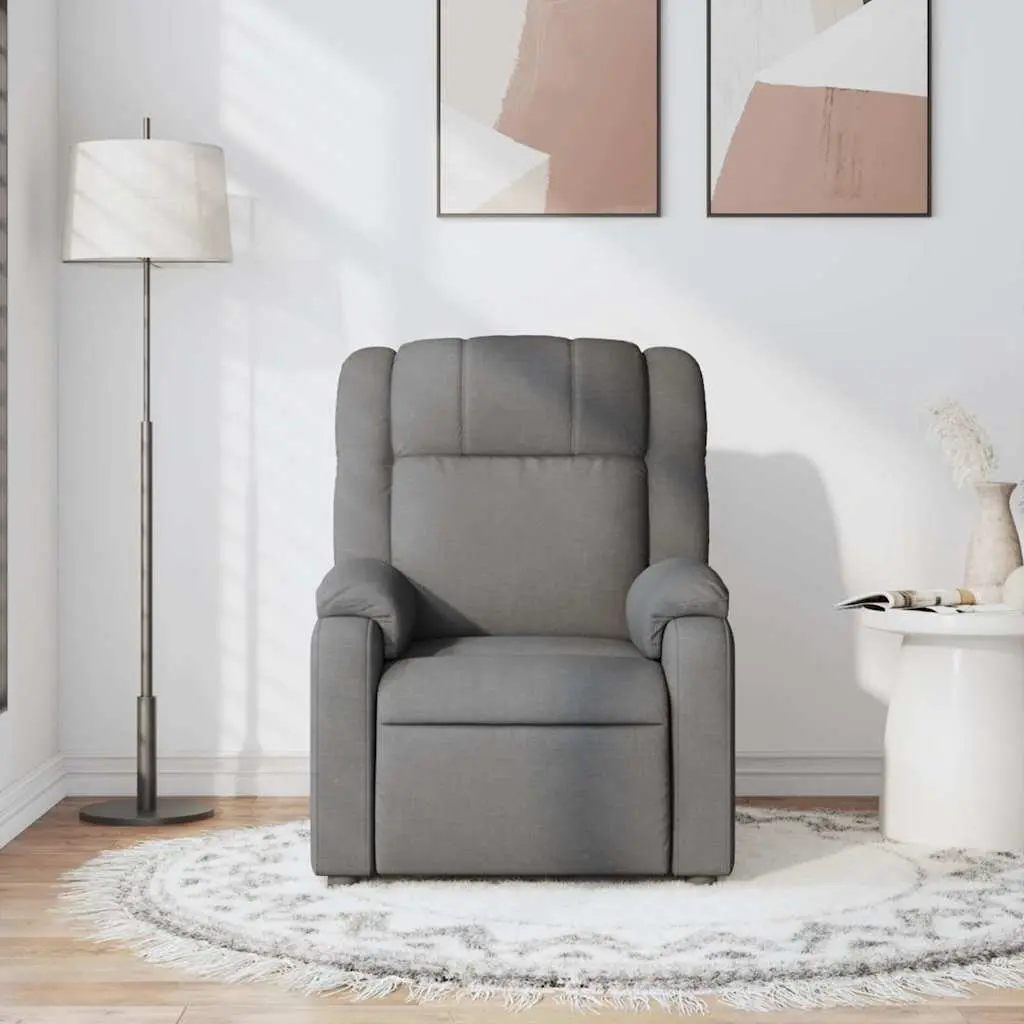 Massage Recliner Chair Dark Grey Fabric Manual Recline Vibration 6 Points