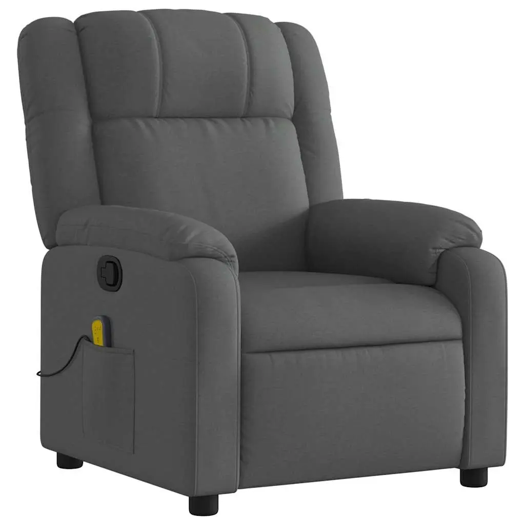 Massage Recliner Chair Dark Grey Fabric Manual Recline Vibration 6 Points